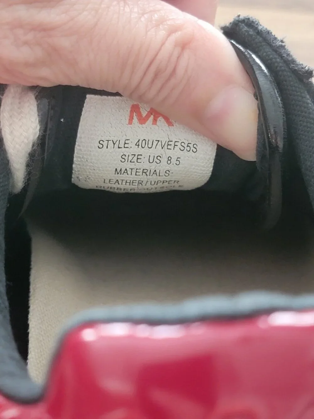 Michael Kors Vintage Black Suede Low Top Lace Up Leather Sneakers Red Trim